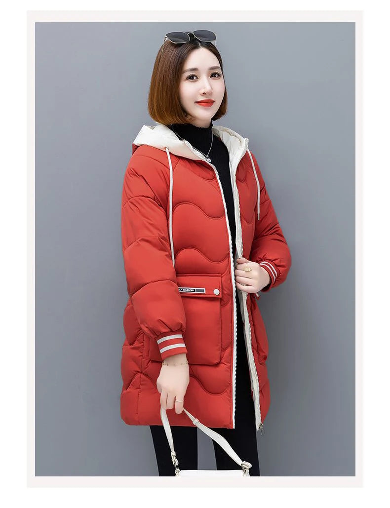 Long Winter Jacket Women Down Cotton Coats 2024 New Cotton Padded Puffer Parka Coat Women Hooded Outwear Thicken Warm Jacket 4XL