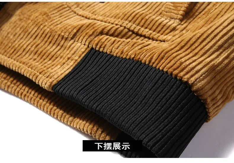 LIBIELIY Male Thermal Windbreaker Plus Size Men's Warm Winter Corduroy Jackets And Coats Fur Collar Winter Casual Jacket Outwear