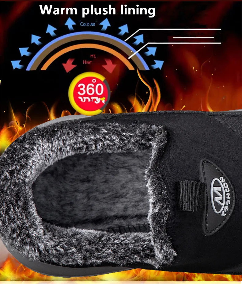 Men Boots Waterproof Winter Lightweight Snow Boots Thick Warm Fur Men Shoes Plus Size Unisex Ankle Boots Slip On Casual Shoes