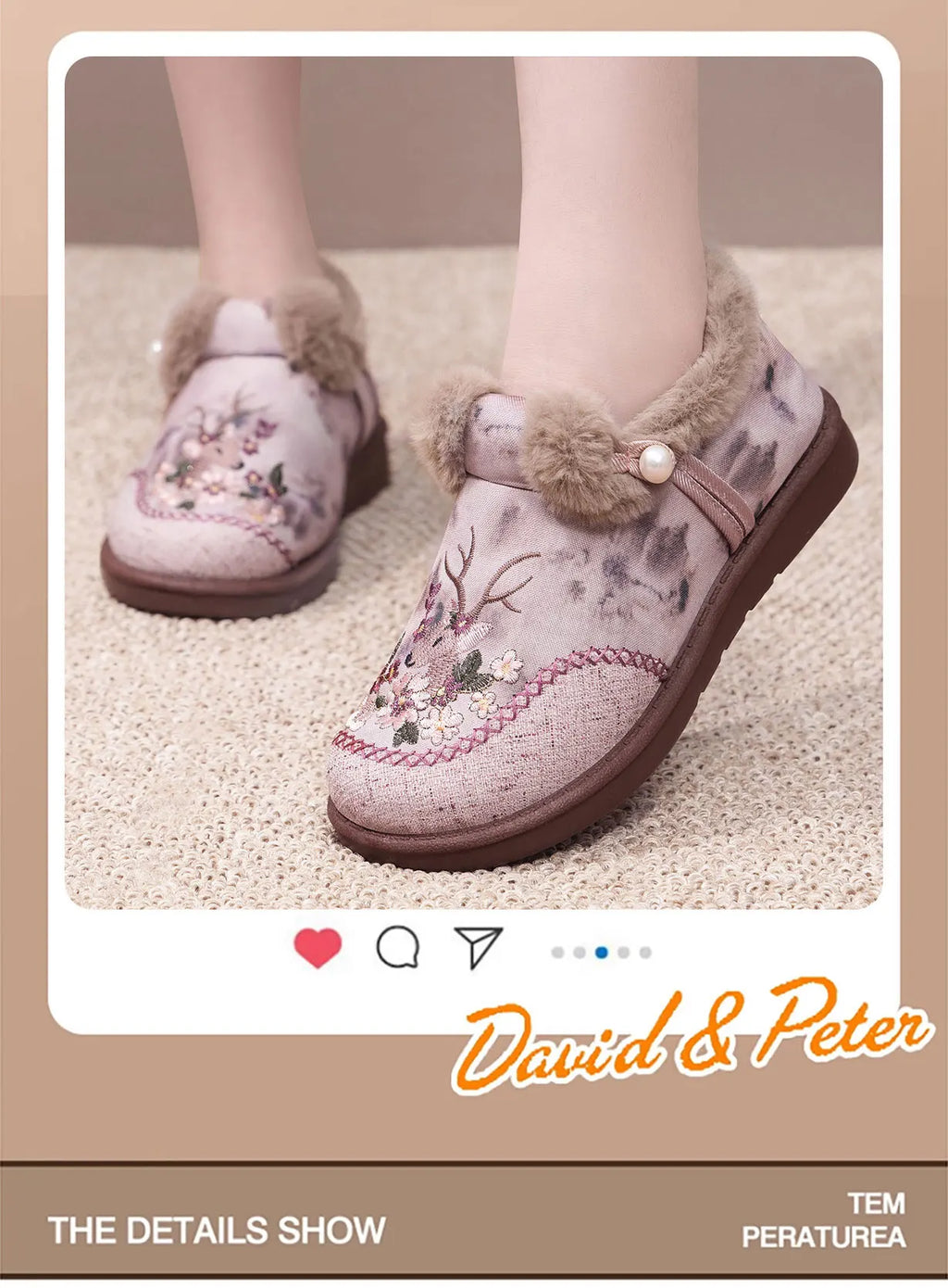 Winter Snow Boots For Women Brand Plus Thick Fur Cotton Shoes Outdoor Warm Footwear Embroidery ladies Ankle Boot Lazy Shoes