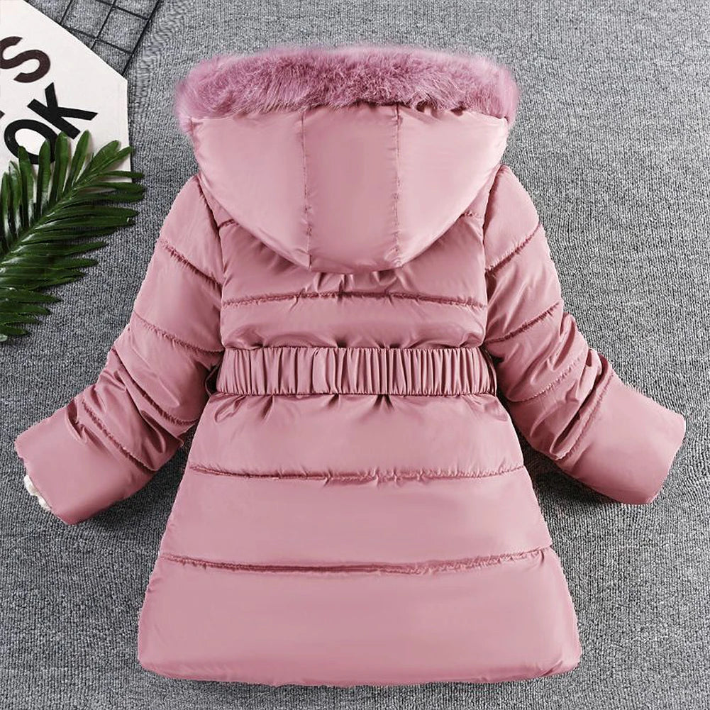 Girls' Winter Jacket with Hood,Children's Winter Coat,Warm Quilted Jacket,Kids Down Cottob Jacket,Outdoor Windproof Puffer Coat
