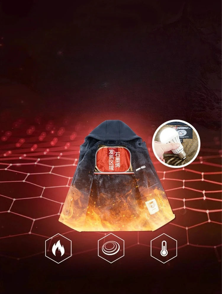 Mens Retro Fleece Clothing Coat Autumn Winter Fashion Graphenewarm Hooded Jacket Jogger Hiking Sports With Thick Cardigan Jacket