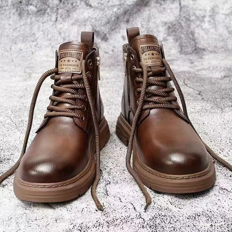 Fashionable versatile spring autumn new high top men's shoes casual comfortable men's shoes trendy retro simple warm short boots