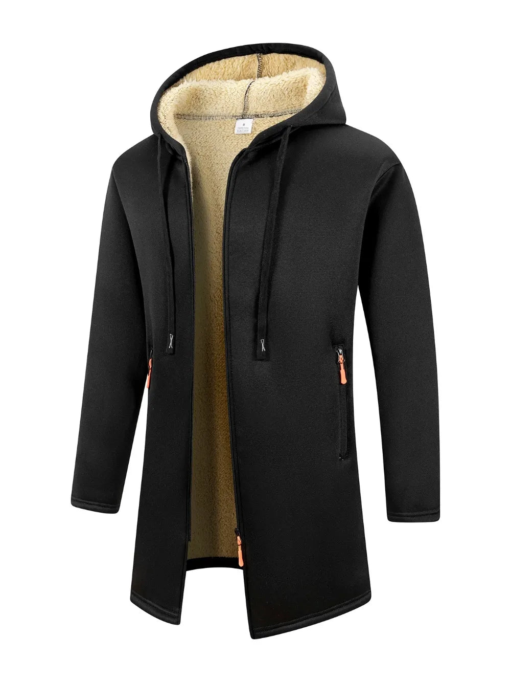 Winter Men's Thickened Hoodies Jacket Outdoor Warm Zipper Long Sleeve Sweatshirts Cardigan Streetwear Solid Color Tops Overcoat