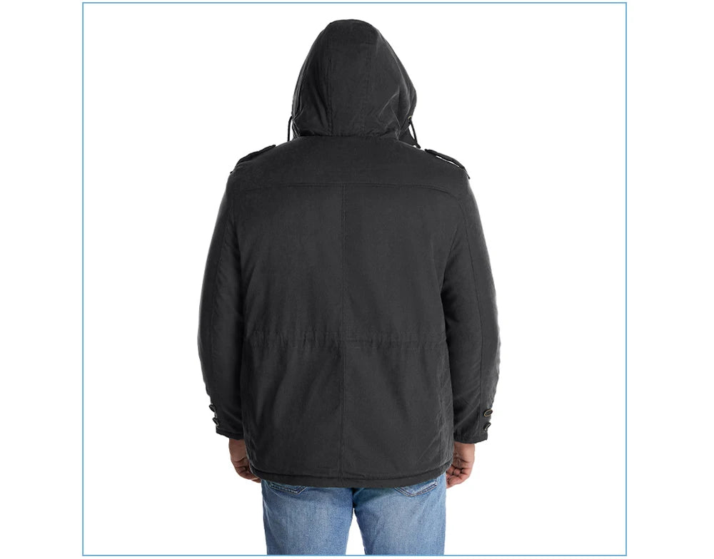 Winter Mens Fleece Warm Jackets Fashion Men Thicken Thermal Tactical Hooded Coats Men Outdoor Multi-pocket Windbreaker Jacket