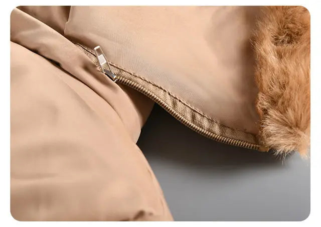 Thick Keep Warm Winter Girls Jacket Detachable Hat Plush Collar Hooded Padded Lining Coat For Kids Children Birthday Present