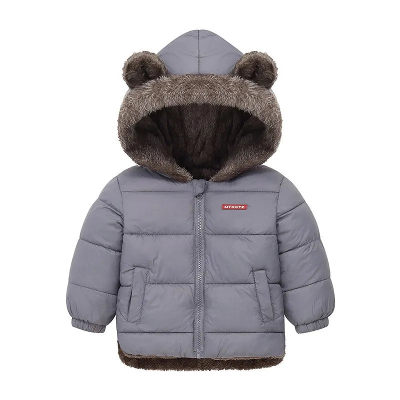 Winter Kids Thick Jacket Boys Girls Cotton-Padded Cashmere Hooded Coat Chilren Fleece Warm Outerwear Clothing for 2 3 4 5 6Years