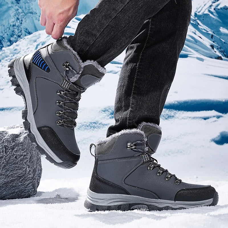 Mens Winter Snow Boots Durable Slip-resistant Windproof High-Top Sneakers Warm Comfortable Casual Shoes for Outdoor Activities
