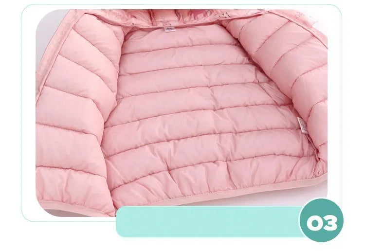 Boys Girls Lightweight Down Jacket Baby Hooded  Zipper Coats Autumn Winter Warm Outerwear 0-5 Years Kids Christmas Birthday Gift