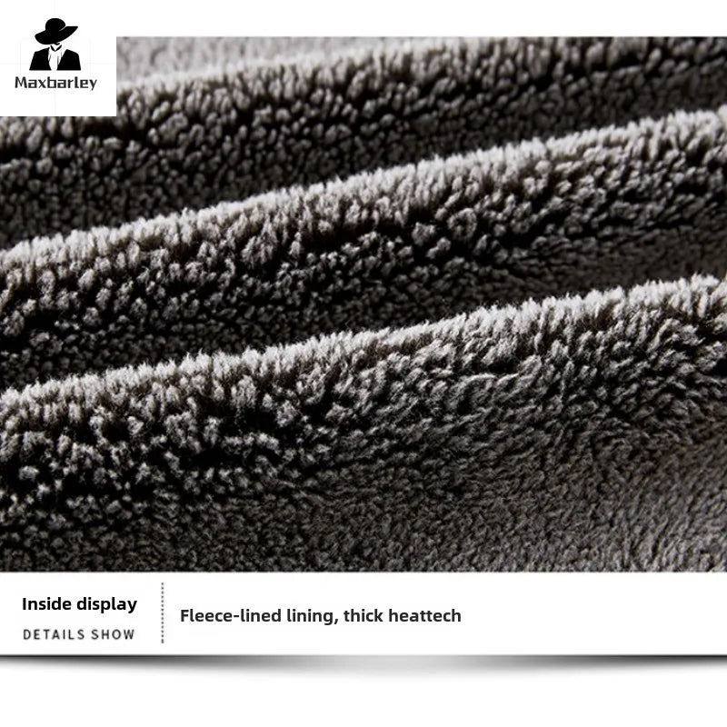 Autumn Winter Men's Jacket High Quality Clothing Thick Sheep Fur Collar Velvet Windproof Coat Male Casual Soft Fleece Warm Parka