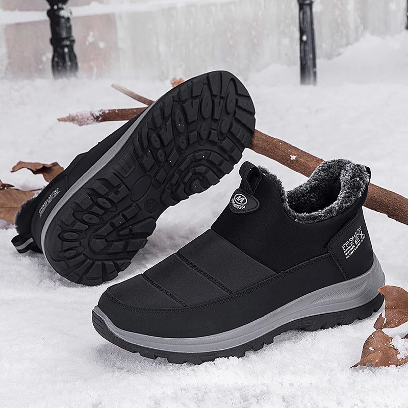Men Boots Waterproof Winter Lightweight Snow Boots Thick Warm Fur Men Shoes Plus Size Unisex Ankle Boots Slip On Casual Shoes