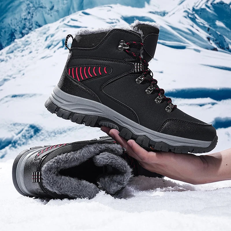 Mens Winter Snow Boots Durable Slip-resistant Windproof High-Top Sneakers Warm Comfortable Casual Shoes for Outdoor Activities