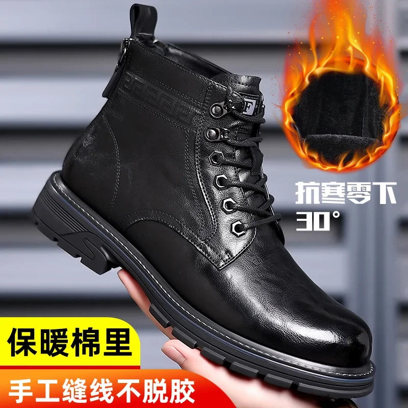 Leather Shoes Loafers Soft and Comfortable Ankle Boots Shoes for Men Wear-resistant All-match Mid-top Work Wear Fashion New
