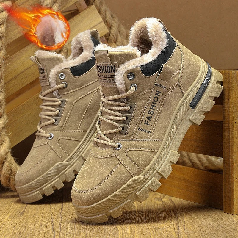 Winter Sneakers Men's New Warm Cotton Boots with Thick Soles Versatile Snow Anti Slip Outdoor Leisure Hiking Cotton Shoes Botas