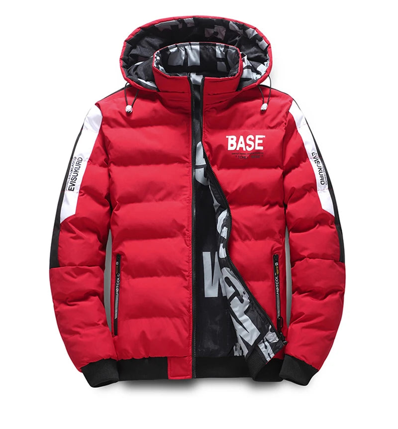 Winter Men's Cotton Jacket Fashion Warm Comfortable Padded Thickened Down Jackets Coat New Double-Sided Clothes Removable Cap
