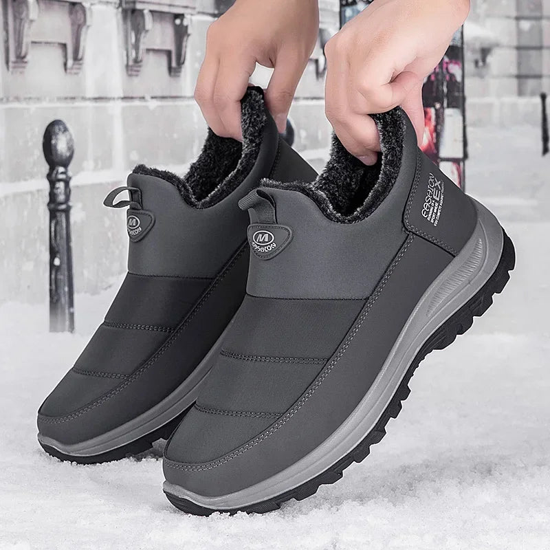 Men Boots Waterproof Winter Lightweight Snow Boots Thick Warm Fur Men Shoes Plus Size Unisex Ankle Boots Slip On Casual Shoes