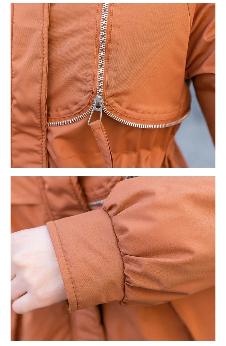 CJFHJE Parkas Winter Jackets Women Chaquetas Para Mujeres Waist Big Fur Collar Warm Down Jacket Outdoor Coat Abrigos De Plumas