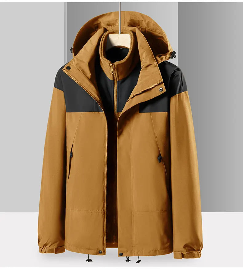 Winter Hiking Jackets Warm Windbreaker Outerwear Waterproof Windproof Jacket Men Skiing Camping Women Coats Hooded Fleece Jacket