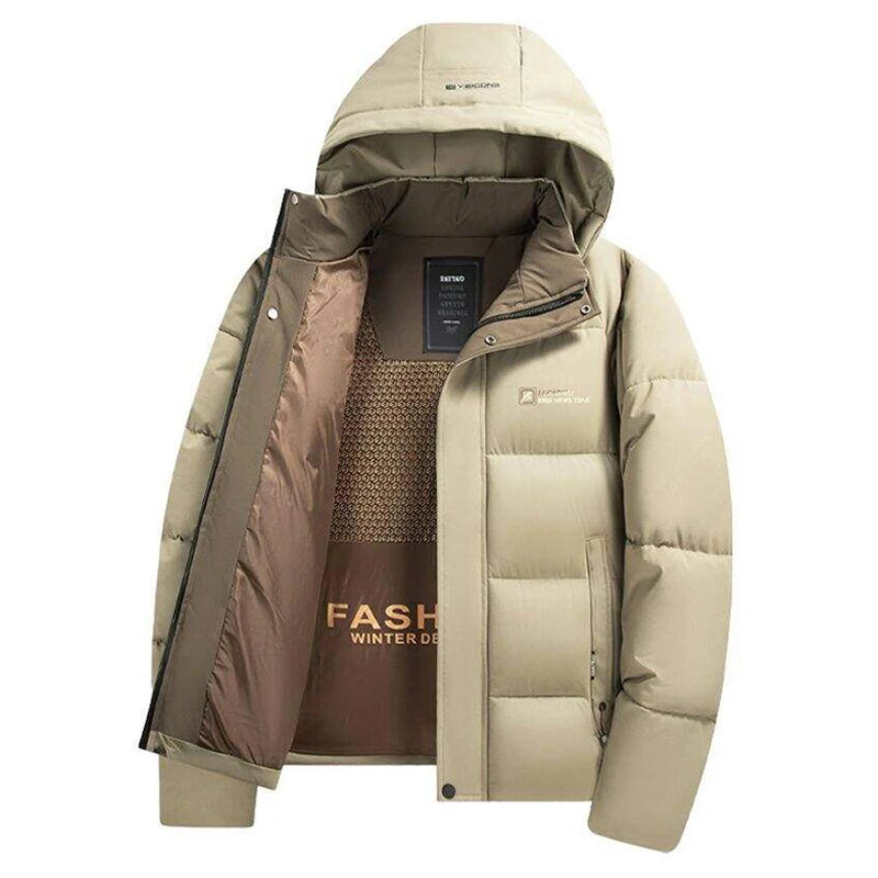 2025 Winter New Men's Graphene Thickened Warm Fashion Casual Hooded Cotton Jacket