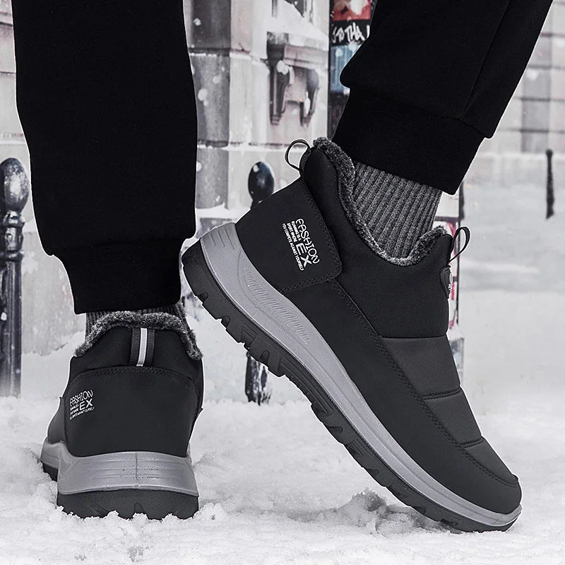 Men Boots Waterproof Winter Lightweight Snow Boots Thick Warm Fur Men Shoes Plus Size Unisex Ankle Boots Slip On Casual Shoes