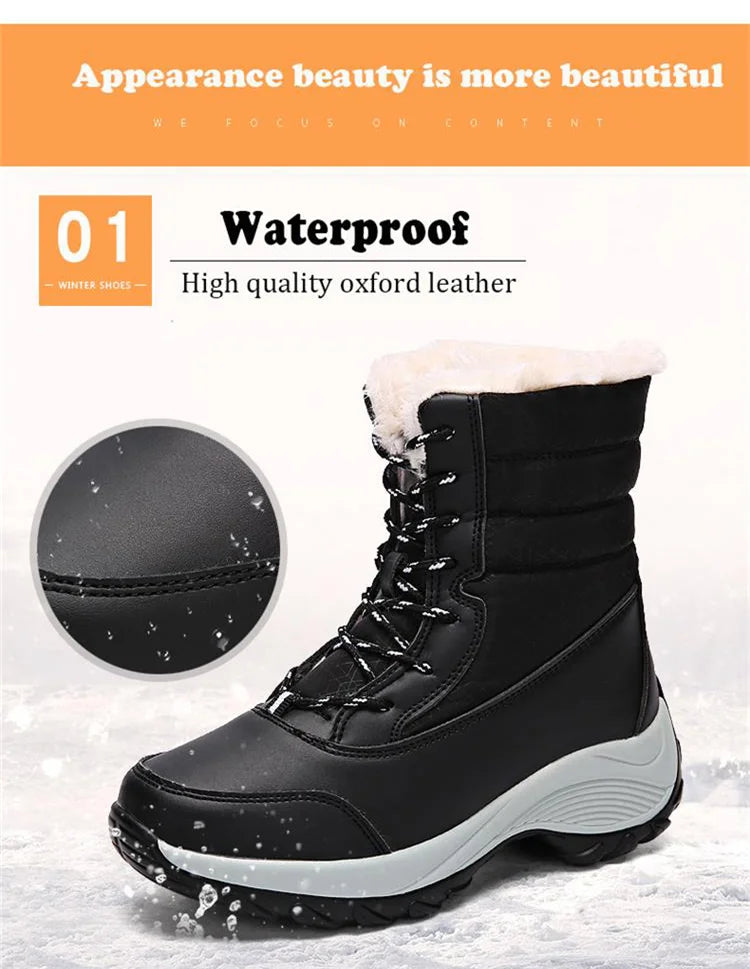 Winter Shoes Waterproof Boots Women Snow Boots Plush Warm Ankle Boots For Women Female Winter Shoes Booties Botas Mujer