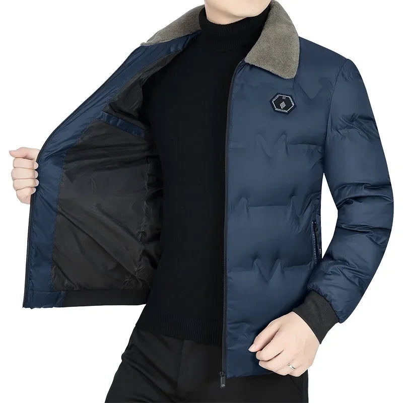 New Winter Men Fur Collar Down Jackets Warm Parkas High Quality Male Outwear Casual  Winter Coats Man Slim Fit Down Jackets 4XL