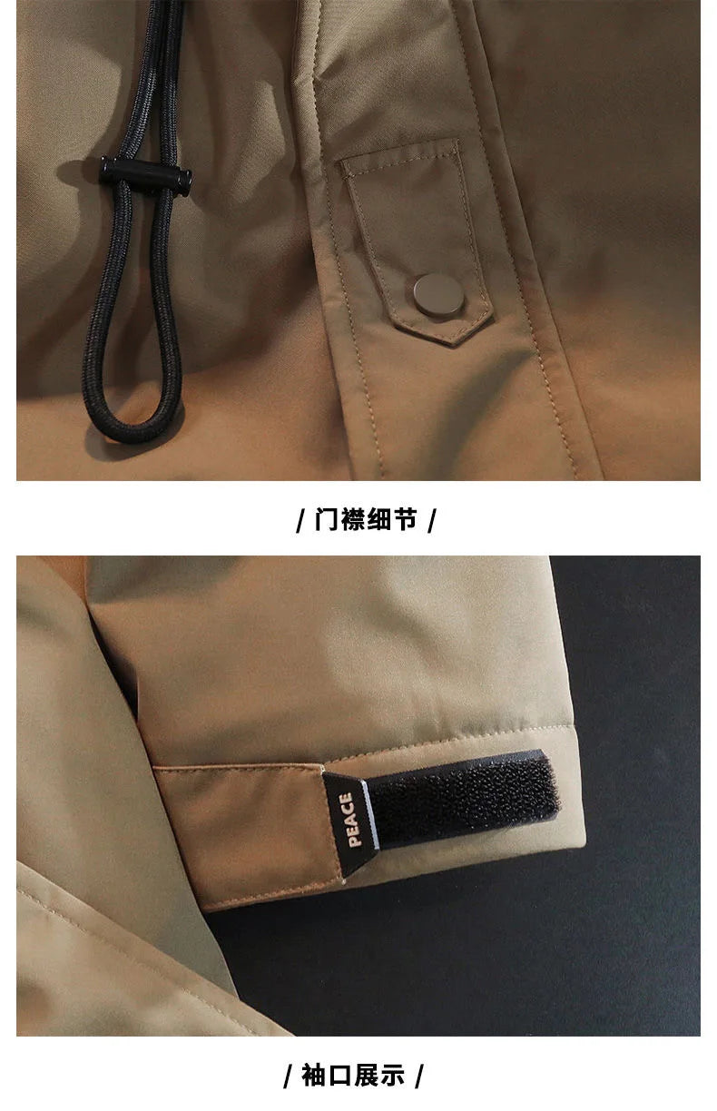 2024 Autumn/Winter New Fashion Solid Color Thick Warm Hooded Coat Men's Casual Loose High-Quality Plus-Size Cotton-Padded Jacket