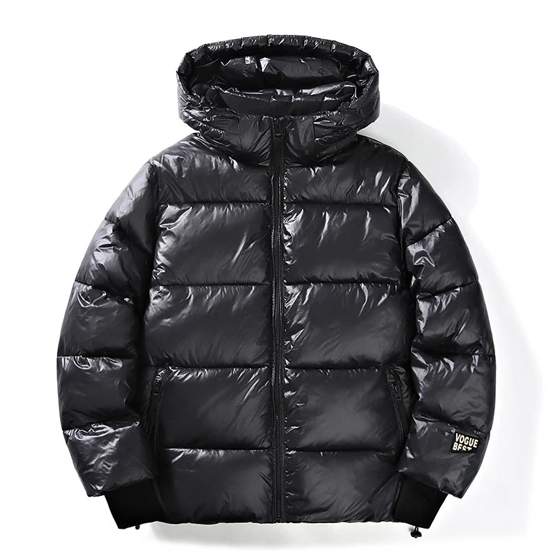 Winter Warm Jacket Men's Trendy Brand Black Gold Bright Waterproof Warm Parka Short Casual Down Cotton Padded Coat man padded