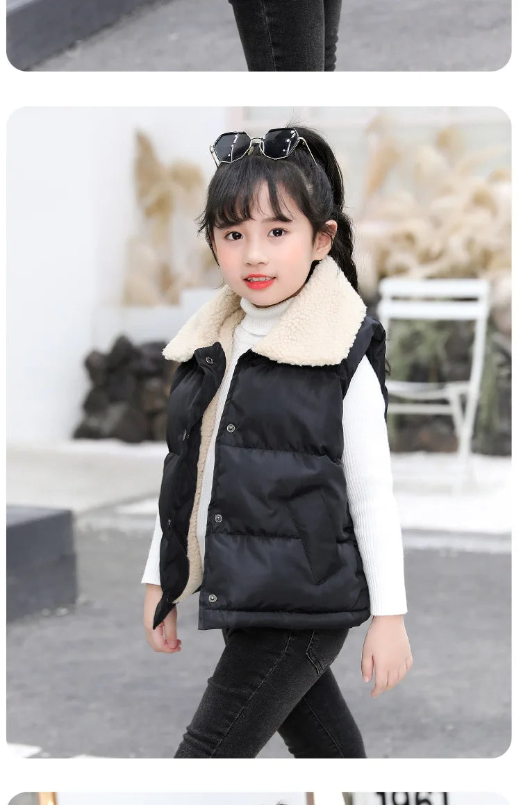 Autumn Winter New Boys Girls Sleeveless Hooded Vest Jacket Cartoon Print Coat Kids Warm Vest Outwear Clothes