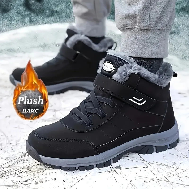 Winter Snow Boots Women Shoes Warm Breathable Hiking Shoes Women Anti-slip Flat Bottom Ankle Boots Short Plush Men Shoes Women