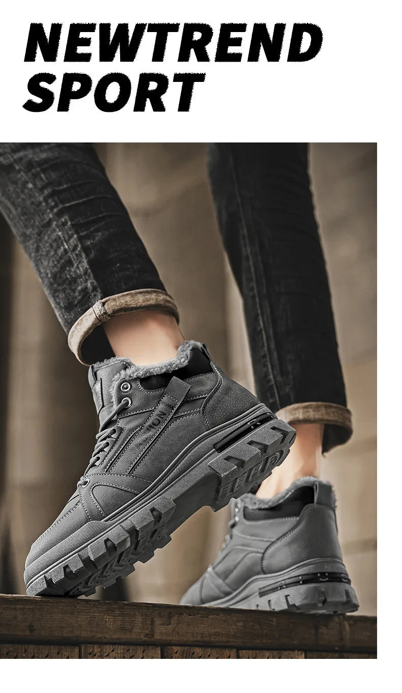 Winter Sneakers Men's New Warm Cotton Boots with Thick Soles Versatile Snow Anti Slip Outdoor Leisure Hiking Cotton Shoes Botas