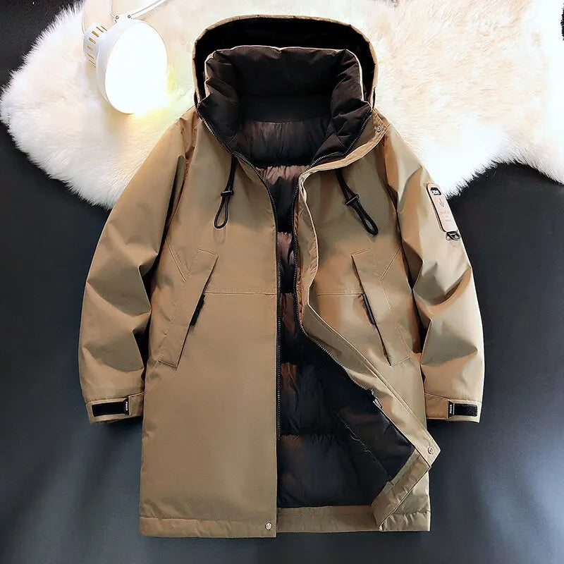 2024 Autumn/Winter New Fashion Solid Color Thick Warm Hooded Coat Men's Casual Loose High-Quality Plus-Size Cotton-Padded Jacket