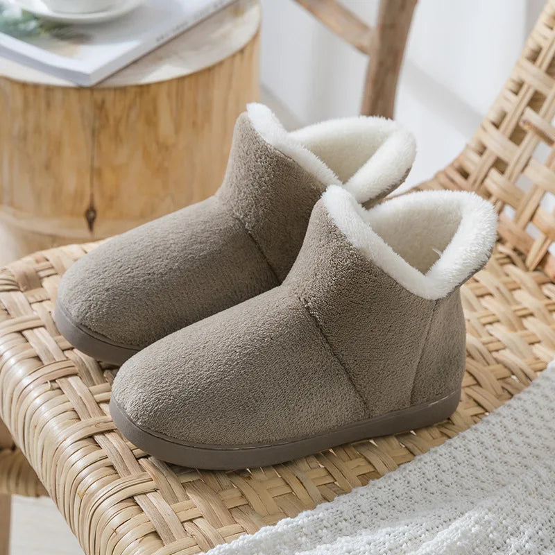 Men Indoor Slippers Warm Plush Winter Shoes Male Platform Snow Boots