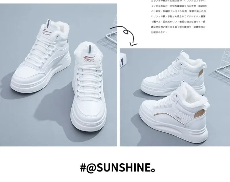 2025 Winter Cotton Shoes Ankle Boots Woolen Fleece Shoes Women's Anti-cold Warm Sneakers Women Women Thickened Warm Snow Boots