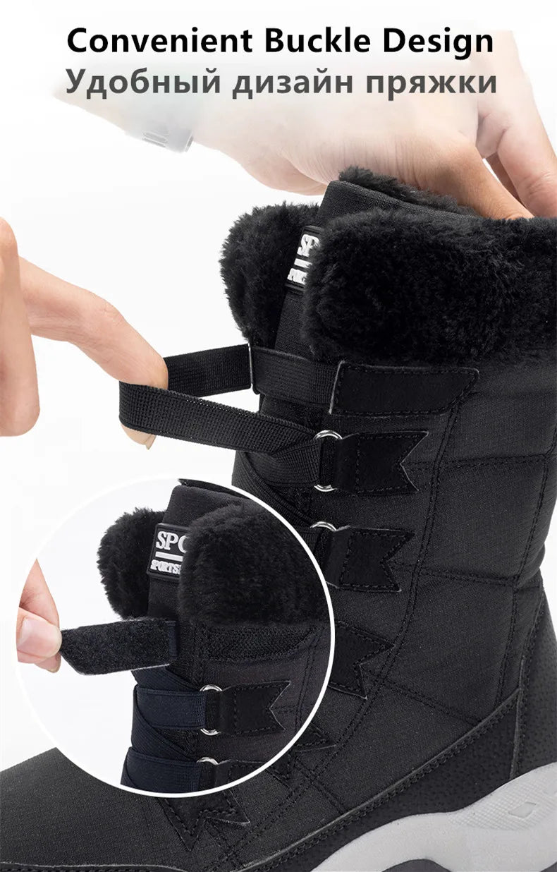 New Winter Women Boots High Quality Warm Women's Snow Boots Comfortable Ankle Boots Outdoor Waterproof Hiking Boots Size 36-42