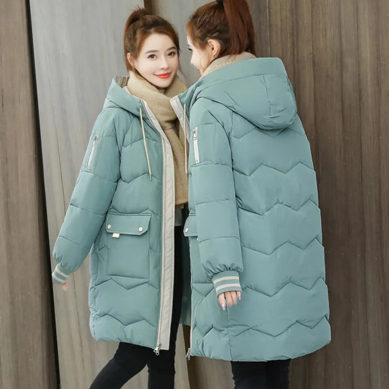 Winter Women Jacket Coats Long Parkas Female Down Cotton Hooded Overcoat Thick Warm Jackets Windproof Casual Student Coat Parka