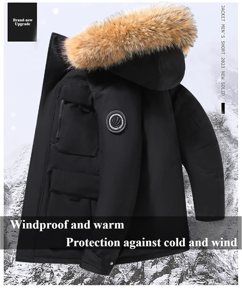 New Winter Jackets for Men with Hoods and Fur Collars New High-quality Waterproof Windproof Down Coat for Men Women Warm Jackets