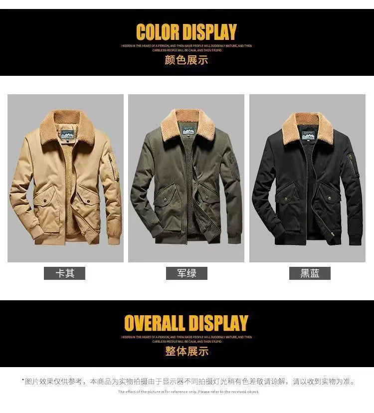 Winter Men's Cargo Jacket Men High-quality Lamb Cashmere Jackets Thickened Warm Coat Fashion Casual Jackets Men Fleece Clothing
