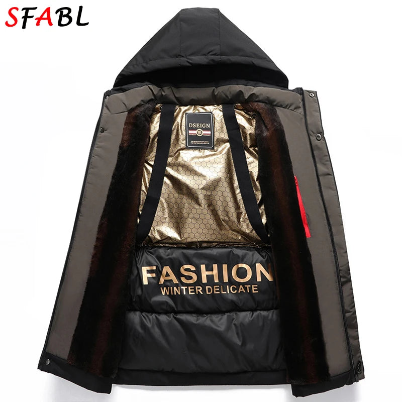 Winter Thermal Warm Fleece Jackets for Men Parka Men Climbing Thicken Jacket Outdoor Windbreak Men's Winter Coats Removable Hood