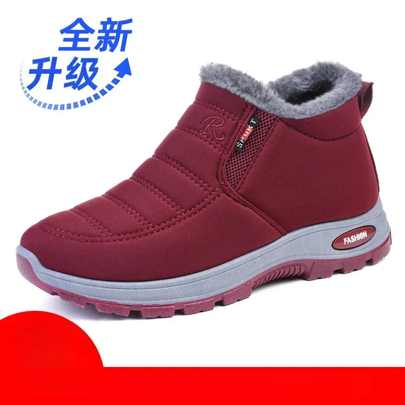 Winter 2025 new men's and women's cotton shoes with thick velvet and warm snow boots windproof couple's short boots anti slip