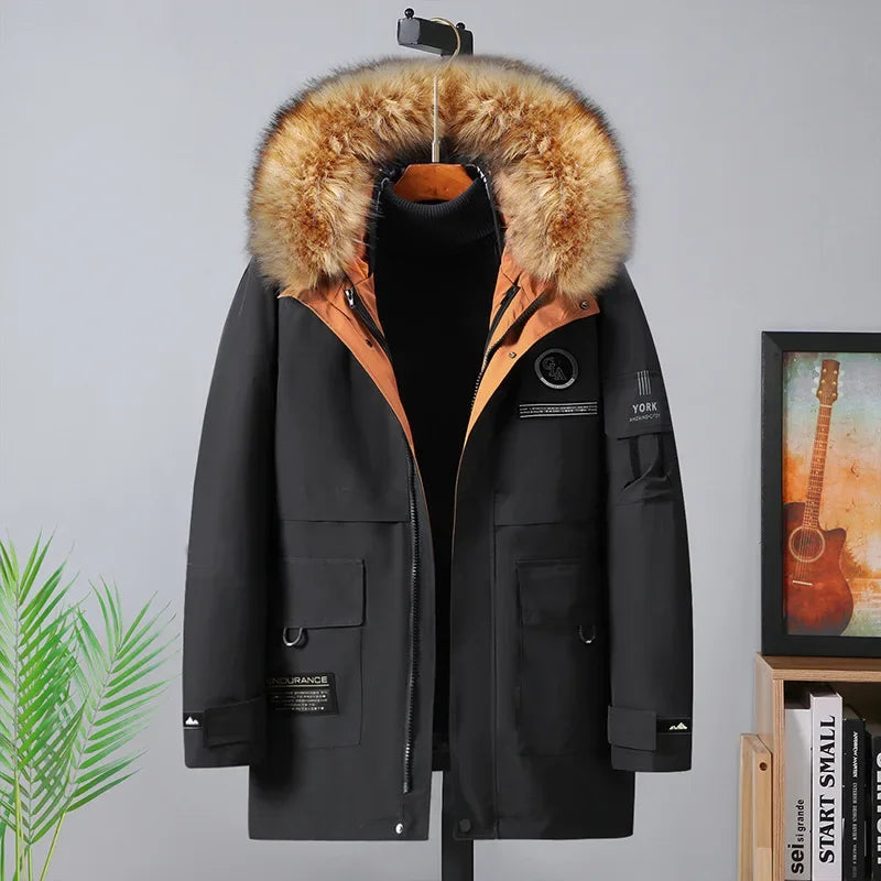 Plus Size 10XL Parkas Winter Fur Collar Jackets Men Jacket Thickened Warm Hooded Coats Male Outerwear Removable Liner Jacket