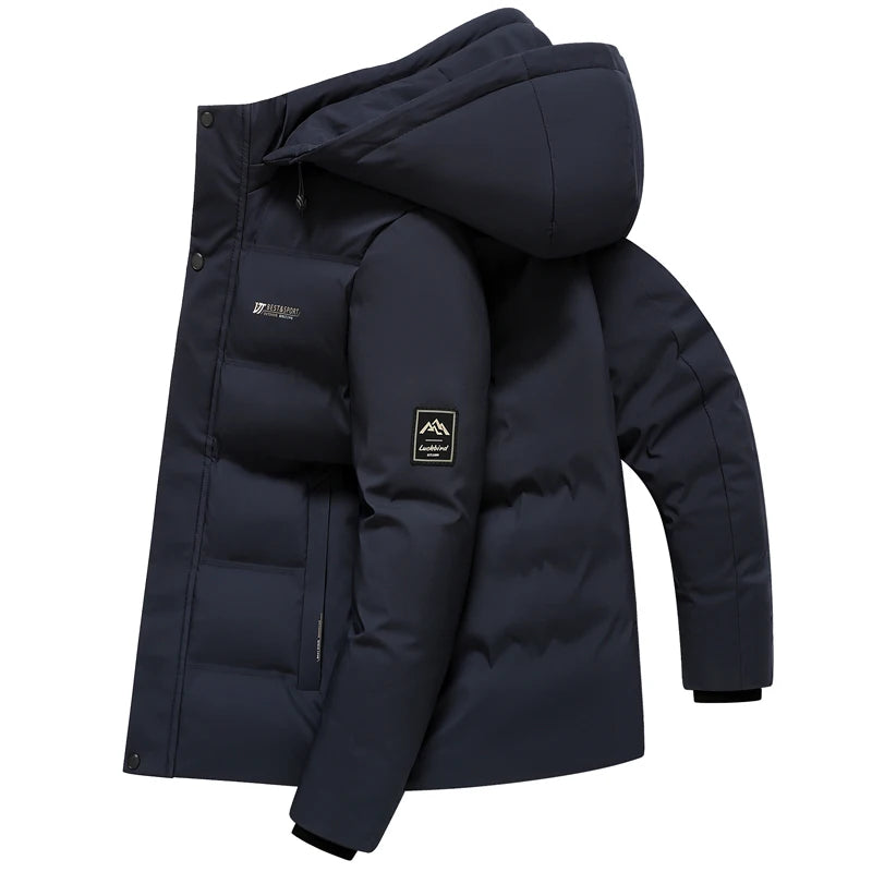 Men's Outdoor Winter Coat Parkas Middle-aged and Elderly Padded Men's Down Warm Padded Jacket Winter Removable Hooded Parkas