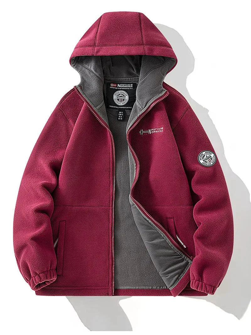 2024 Brand Winter Fleece Jacket Men's Casual Thickened Wool Jacket high quality Design Warm Fashion Hooded Coat Outdoor Ski Suit