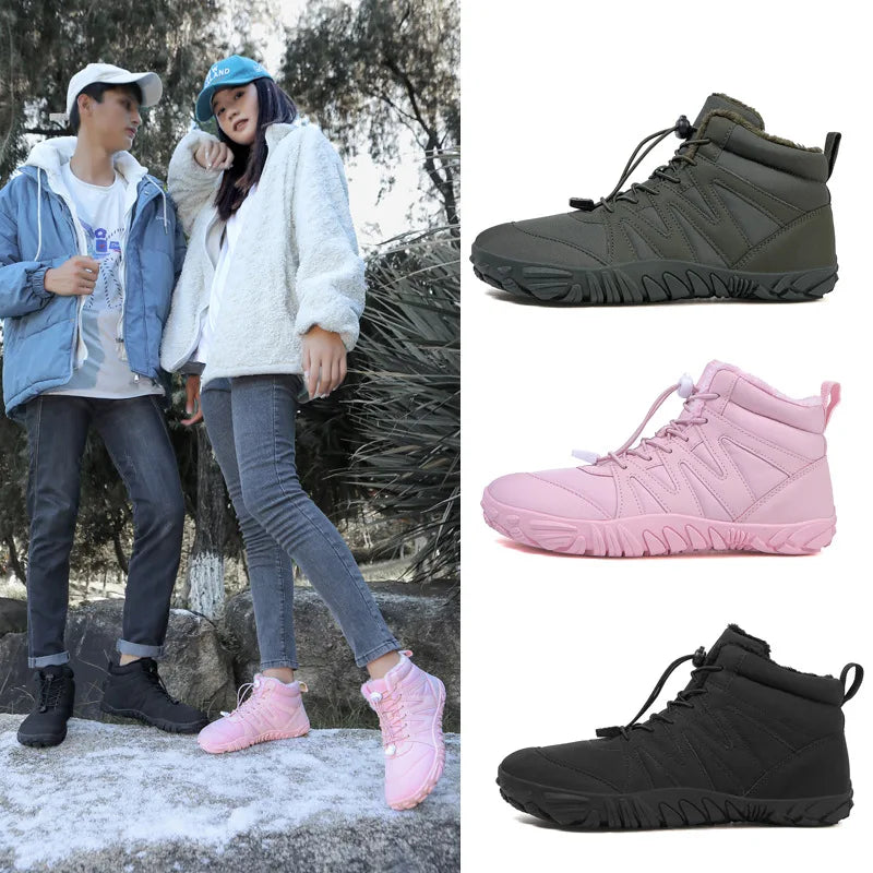 New Outdoor Sports Cotton Shoes With Plush Insulation Boots, Wear-Resistant And Non Slip Snow Boots, Winter Thick Couple Shoes