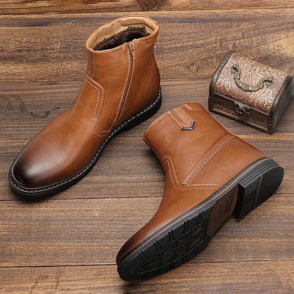 Men Winter Boots Vintage Ankle Warm Men's Winter Shoes #5278