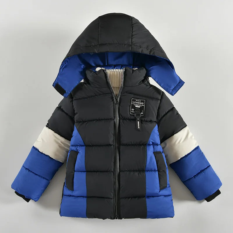 Boys' Letter Print Hooded Winter Coat