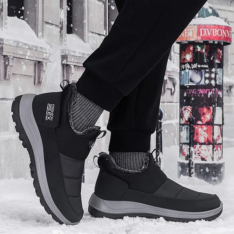 Men Boots Waterproof Winter Lightweight Snow Boots Thick Warm Fur Men Shoes Plus Size Unisex Ankle Boots Slip On Casual Shoes