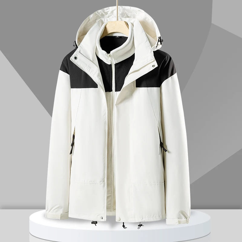 Winter Hiking Jackets Warm Windbreaker Outerwear Waterproof Windproof Jacket Men Skiing Camping Women Coats Hooded Fleece Jacket