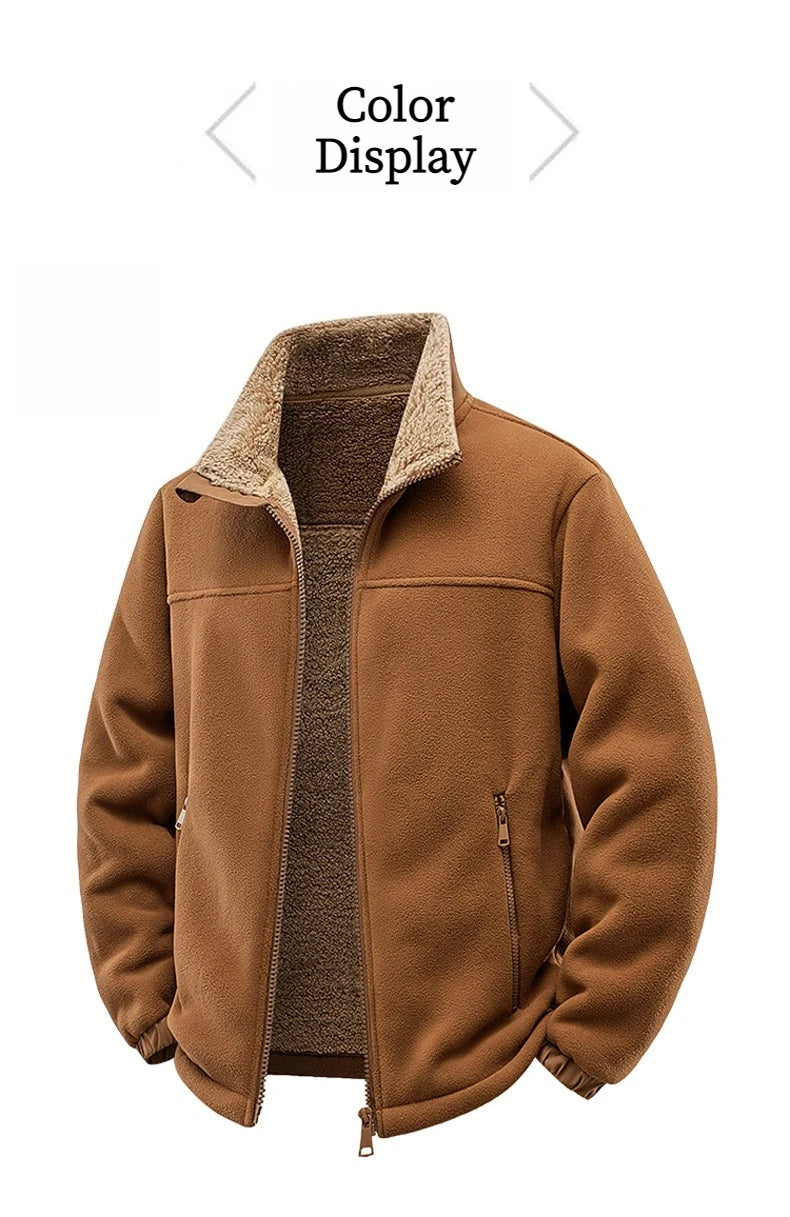 Winter Polar Fleece Jacket Men Warm Thicken Fleece Clothing Coats Men Outdoor Windproof Stand Collar Full Zipper Hiking Jacket