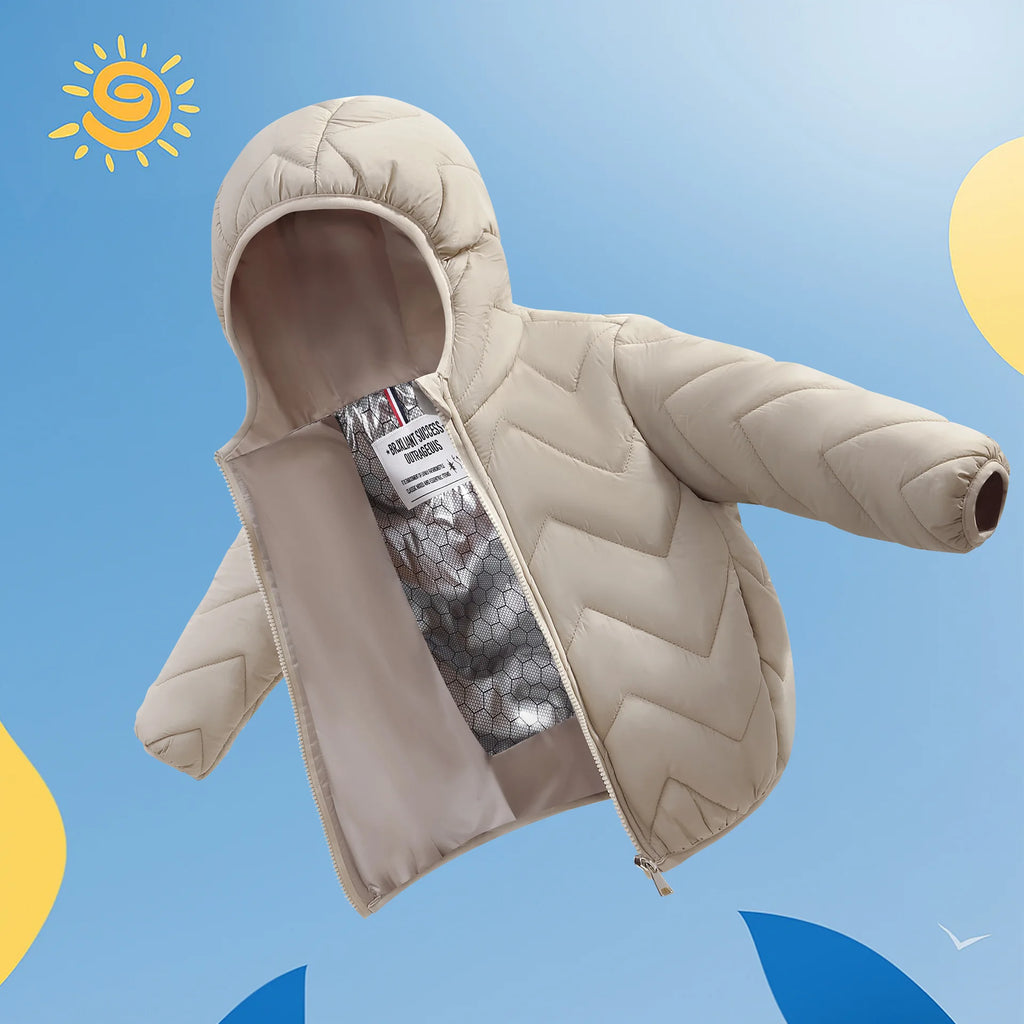 Winter Children's Jacket Girl 0-7Y Kids Boy Lightweight Hooded Padded Jacket Chevron Quilted Warm Down Cotton Coat Outerwear